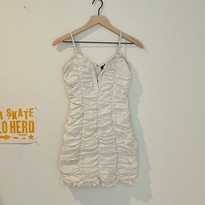 anna‎ grace cotton white ruched mini cocktail dress style MD2508